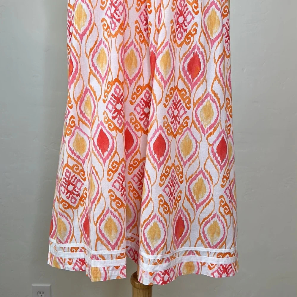 Oscar de‎ la Renta Ikat Cotton Slip Dress S | Boho Resort Summer Lounge - Picture 5 of 16